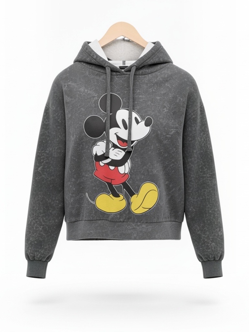 Womens Charcoal Mickey Graphic Hoodie Sweatshirt